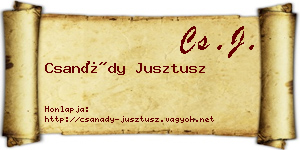Csanády Jusztusz névjegykártya